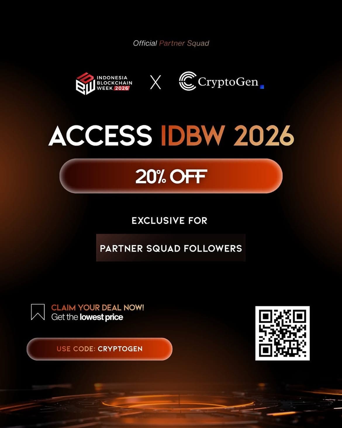 Access IDBW 2026 — 20% off for CryptoGen Partner Squad followers, code CRYPTOGEN
